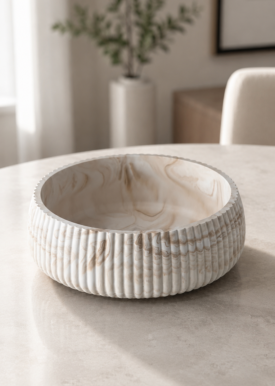 Ribbed Decorative Bowl | Modern Neutral Home Decor