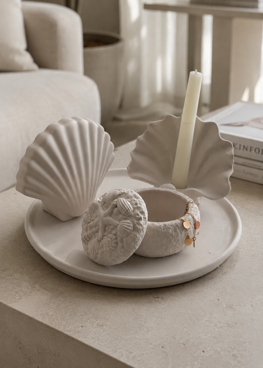 Seashell Storage Pot | Neutral Home Decor
