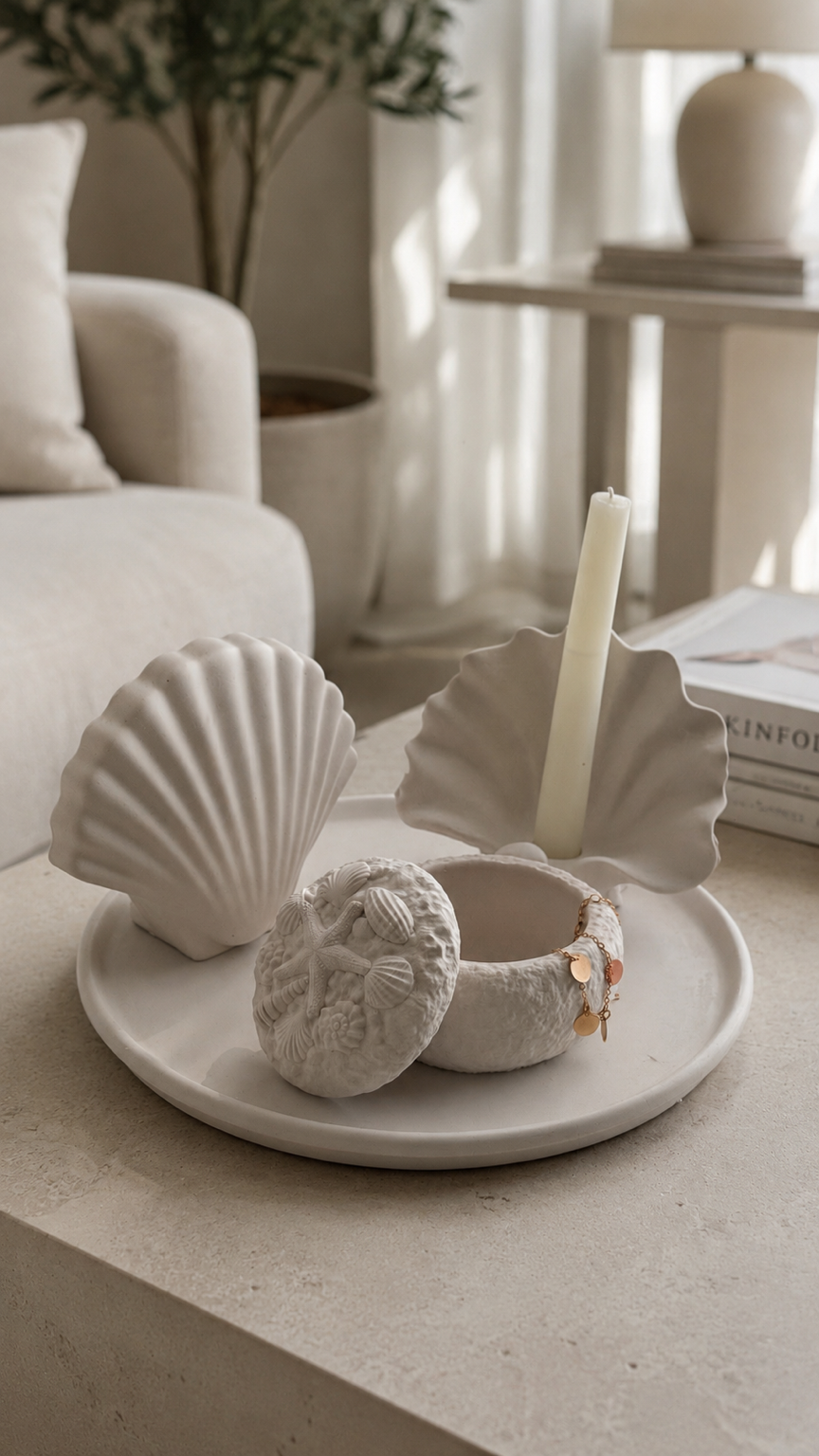 Seashell Storage Pot | Neutral Home Decor