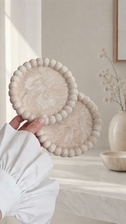 Beaded Round Coaster | Neutral Home Decor Gift