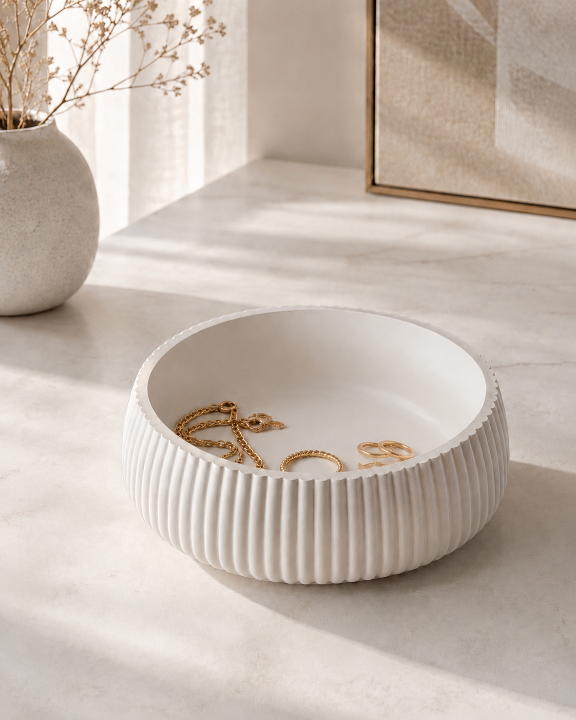 Ribbed Decorative Bowl | Modern Neutral Home Decor