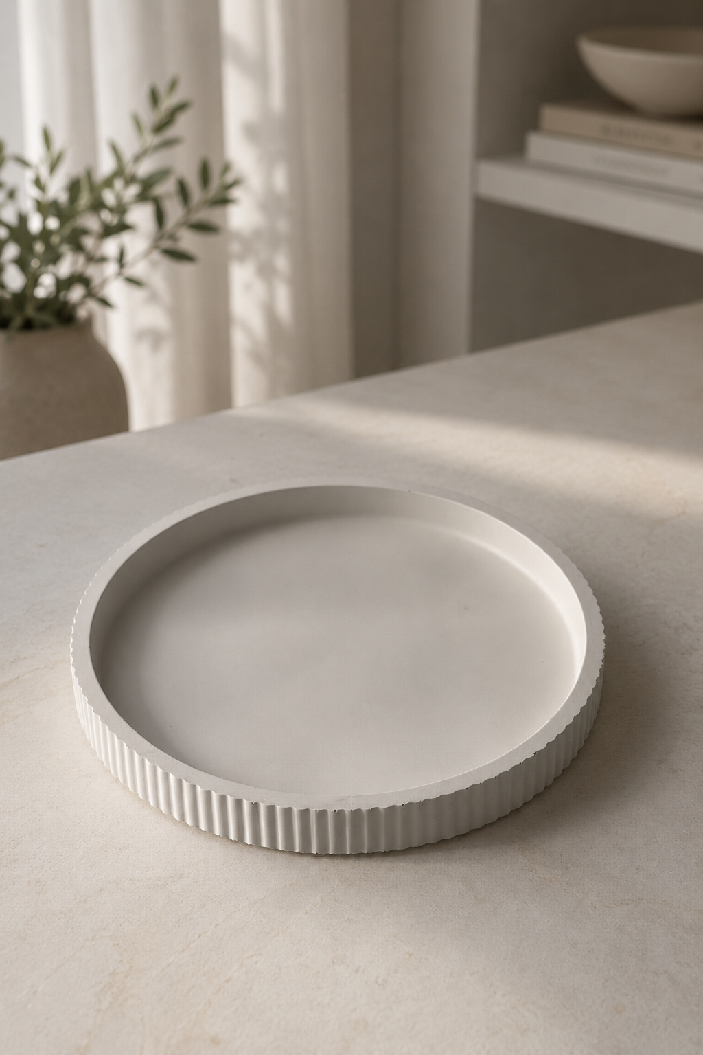 Ribbed Decorative Tray | Neutral Home Decor