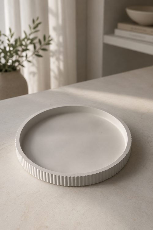Ribbed Decorative Tray | Neutral Home Decor