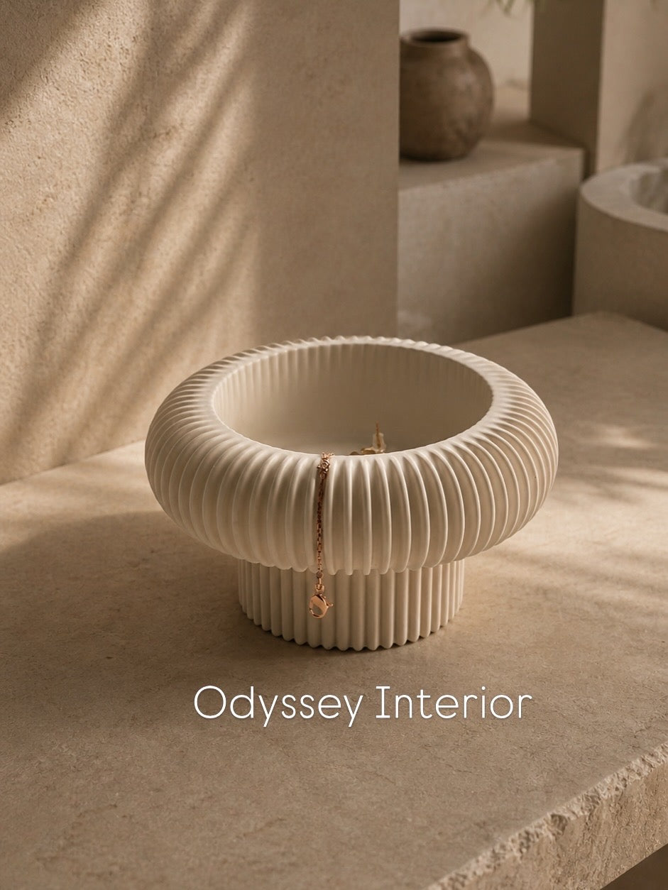 Ribbed Pedestal Bowl | Neutral Home Decor | Decorative Catchall Bowl for Jewellery, Keys & Everyday Styling