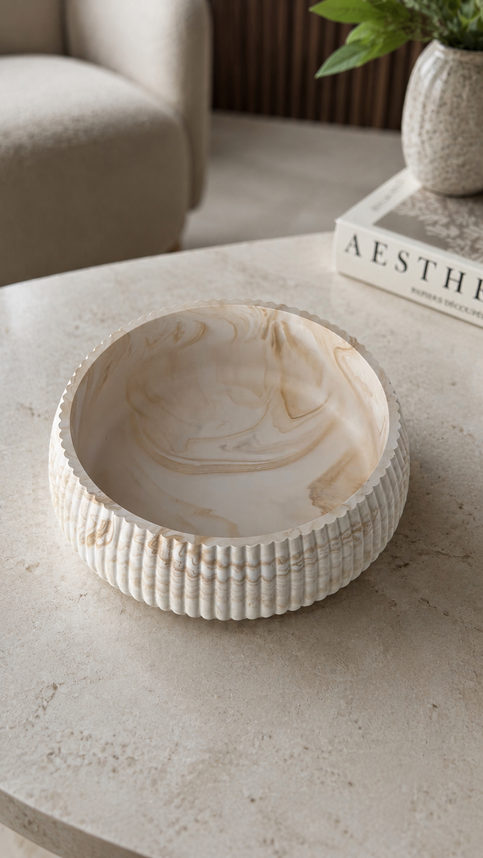 Ribbed Decorative Bowl | Modern Neutral Home Decor