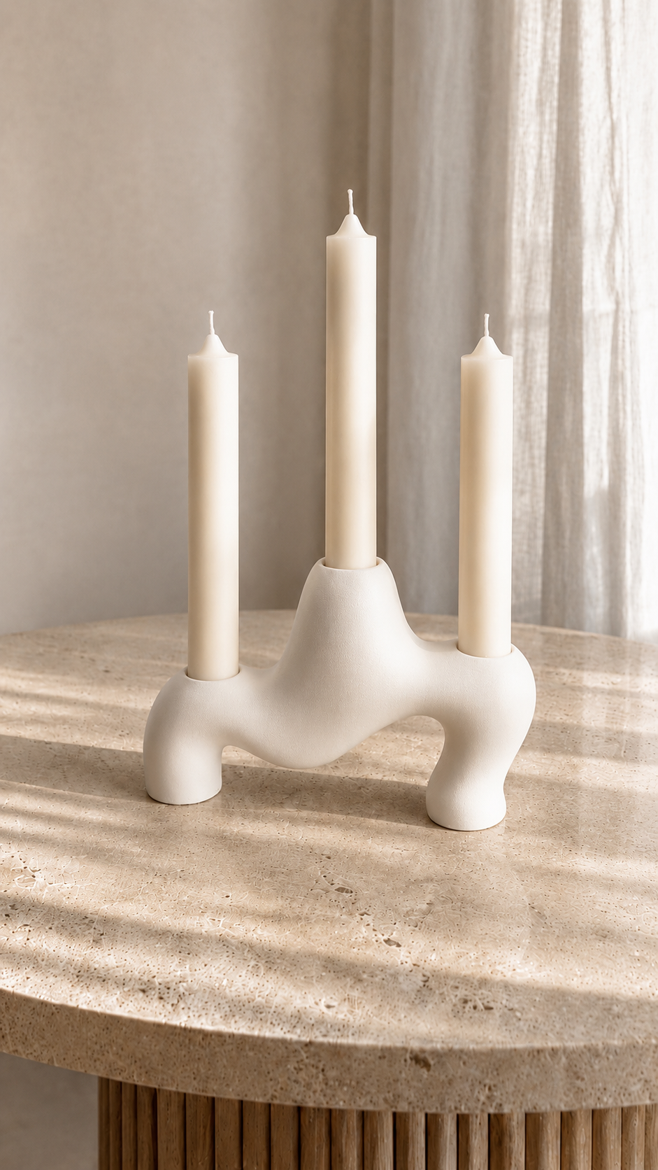 Sculptural Triple Candle Holder | Neutral Home Decor Gift