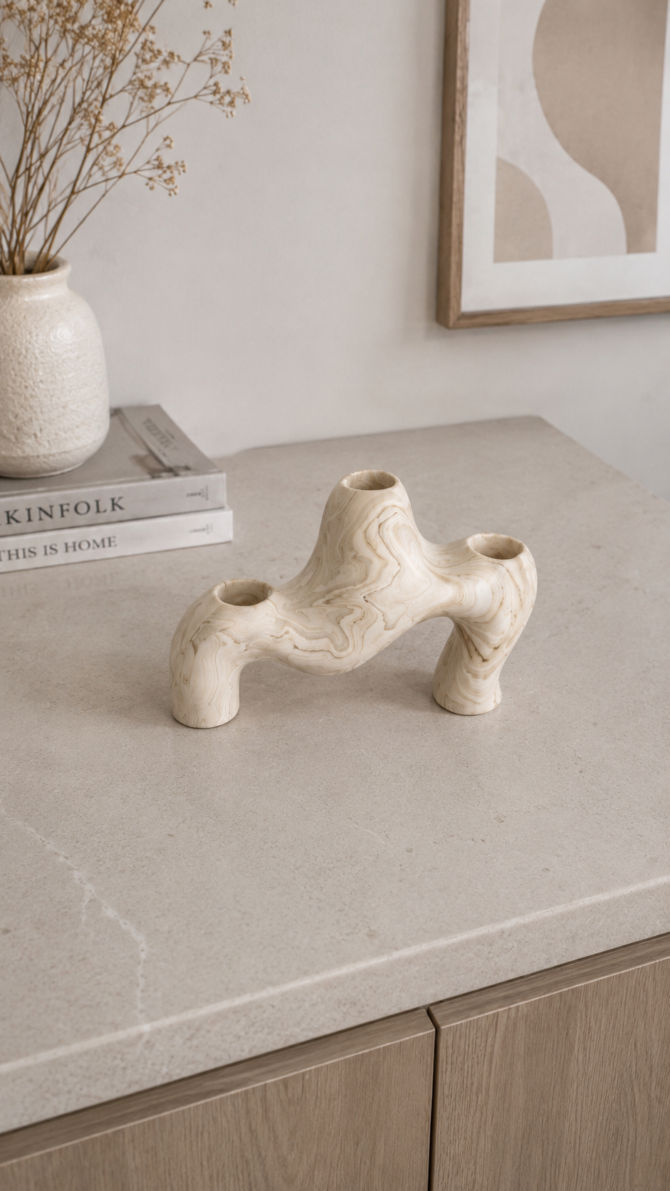 Sculptural Triple Candle Holder | Neutral Home Decor Gift