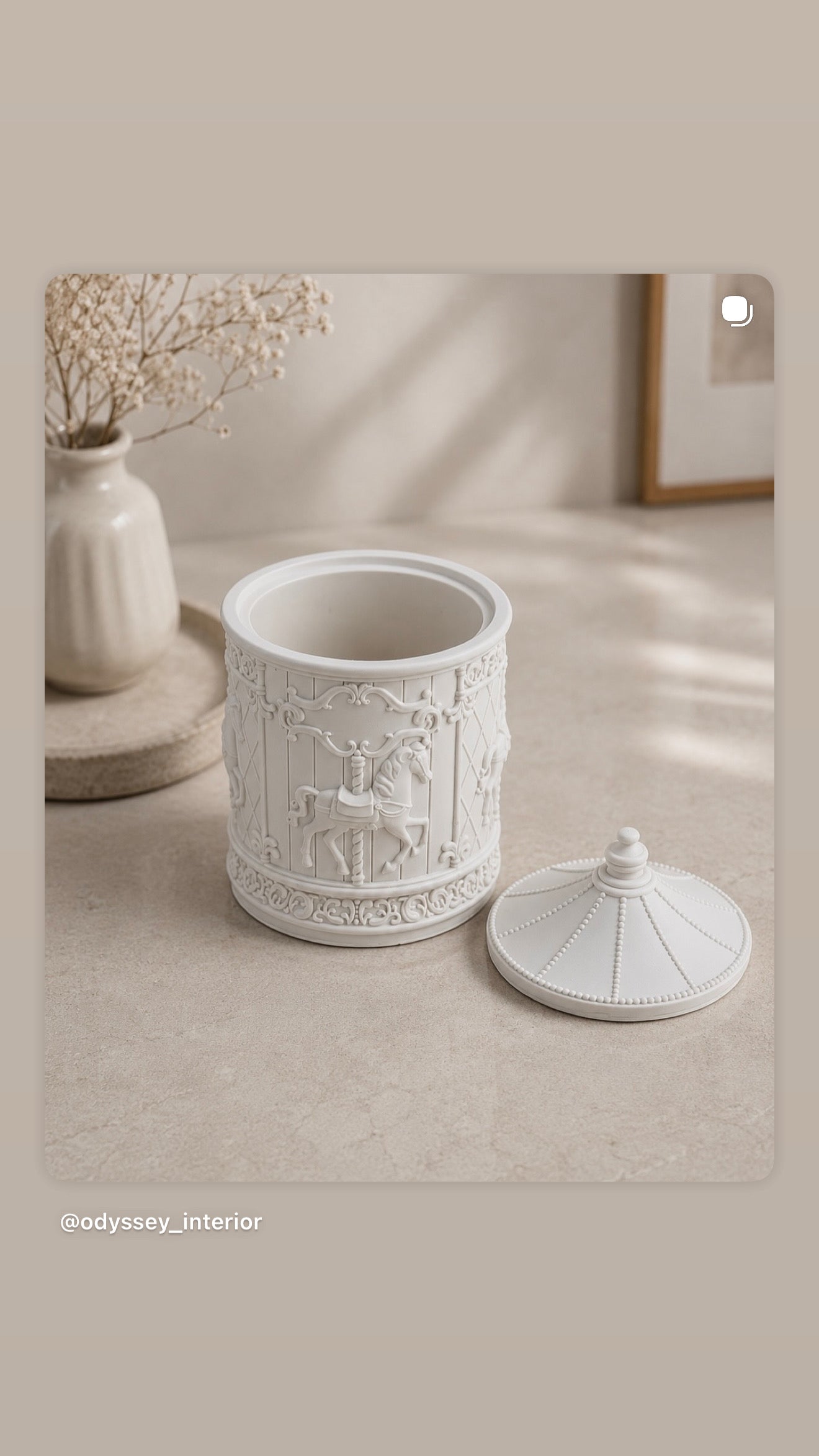 Carousel Trinket Box with Lid | Neutral Home Decor Keepsake Storage