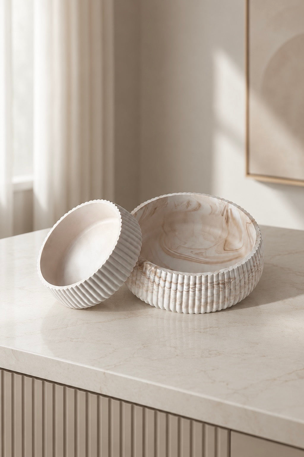 Ribbed Decorative Bowl | Modern Neutral Home Decor