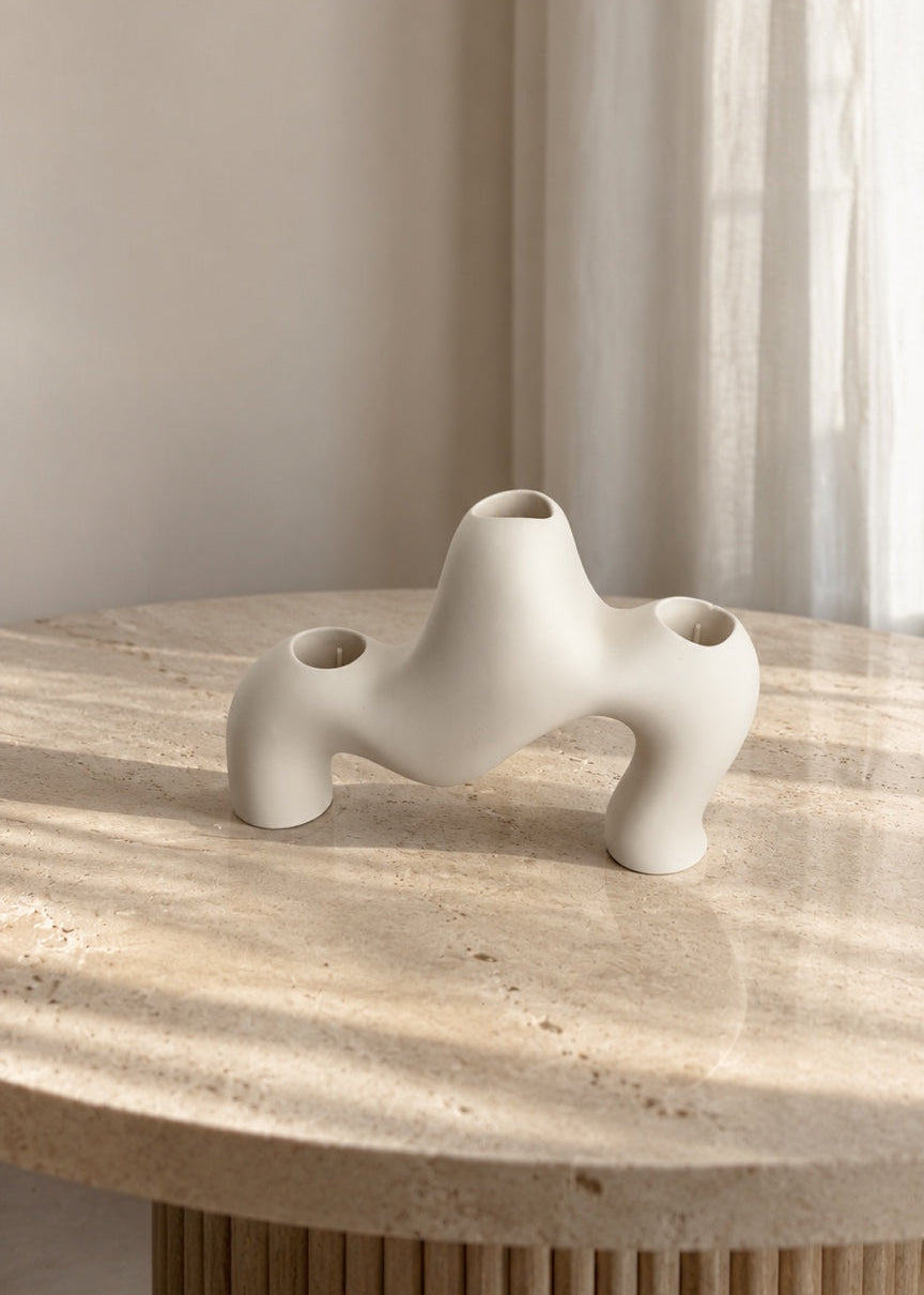 Sculptural Triple Candle Holder | Neutral Home Decor Gift