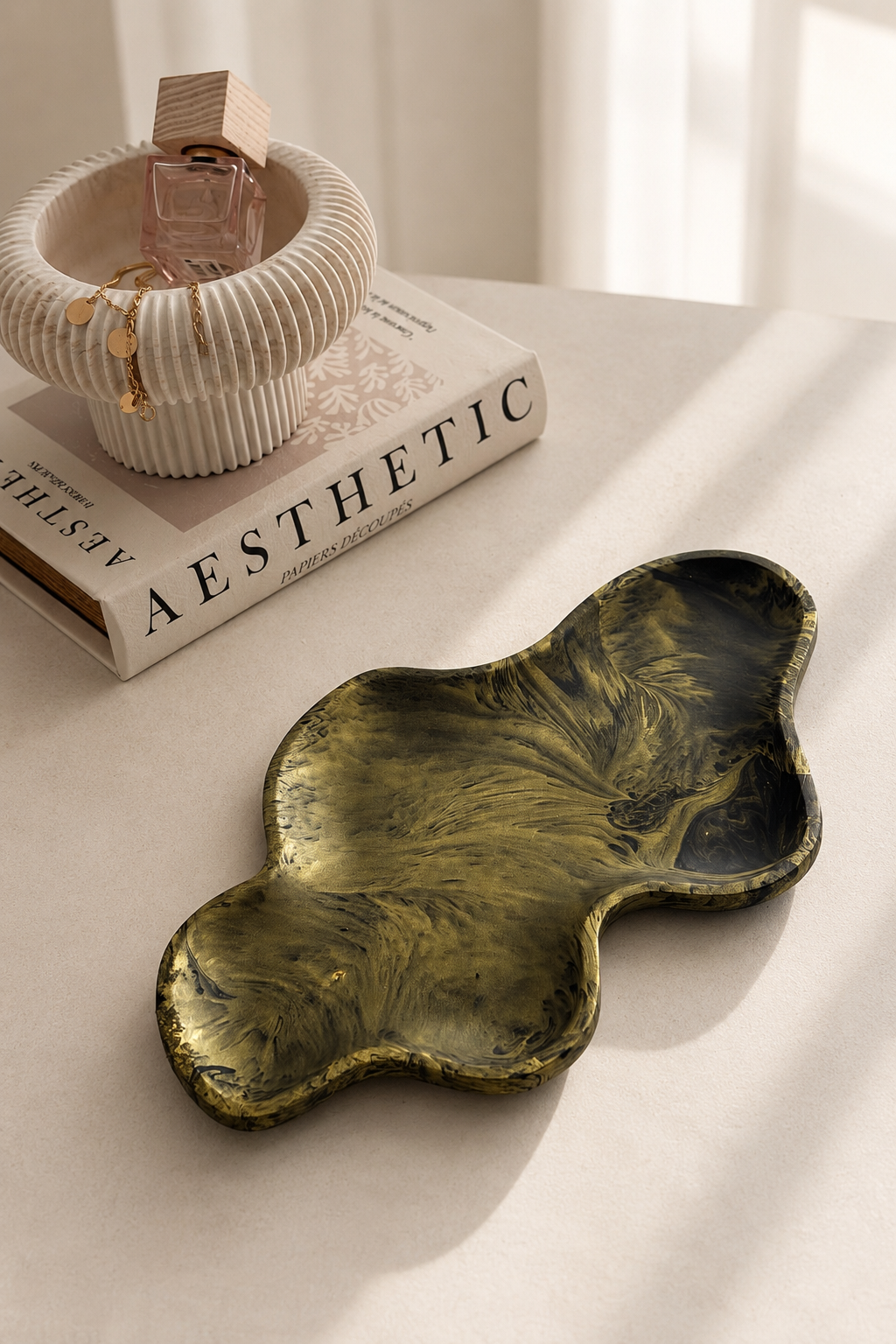 Sienna Sculptural Decorative Tray | Neutral Home Decor
