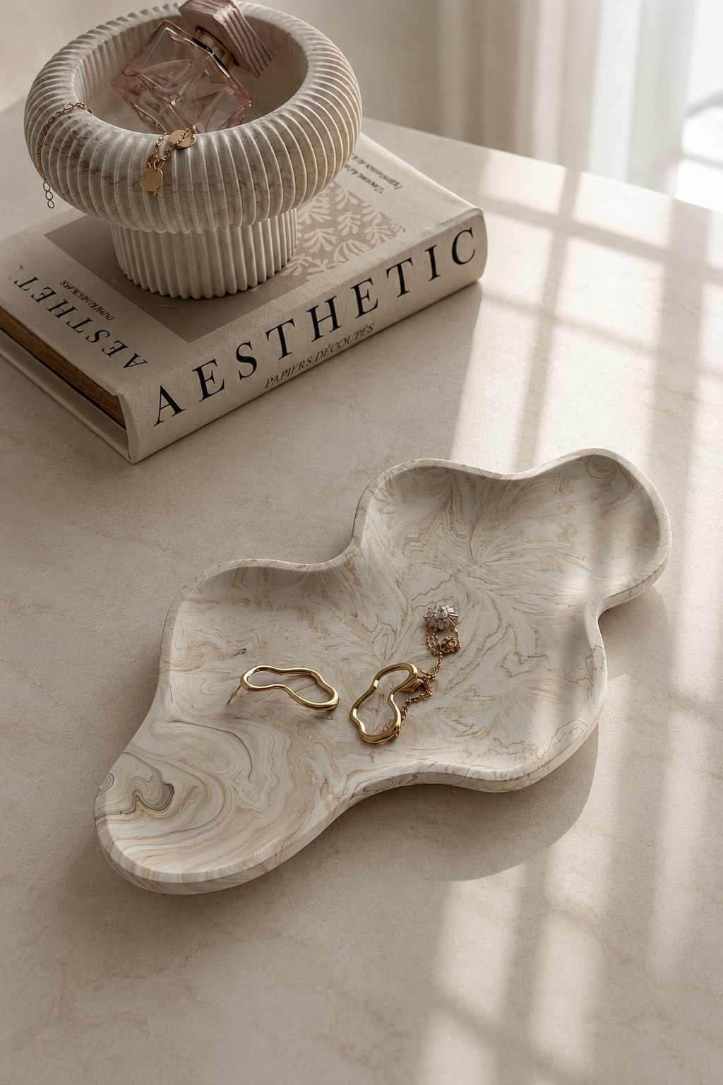 Sienna Sculptural Decorative Tray | Neutral Home Decor