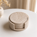 Round Coaster Set with Holder | Neutral Home Decor