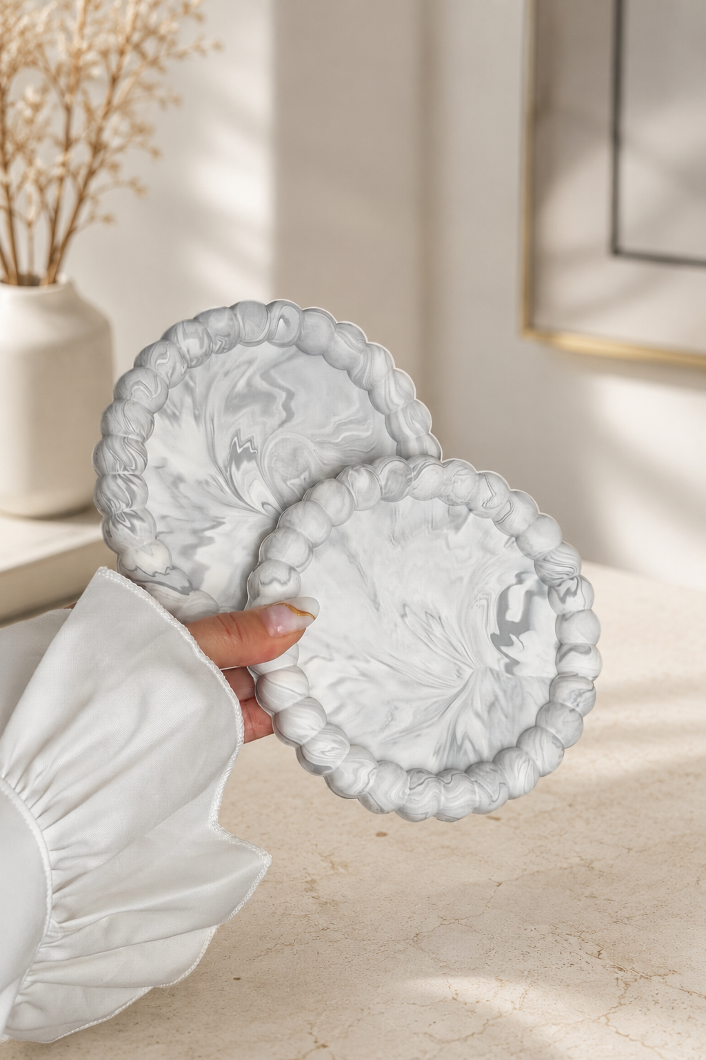 Marble Coaster Set | Neutral Home Decor