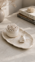 Veyra decorative vanity tray styled with perfume, jewellery and modern home accessories in a neutral interior.