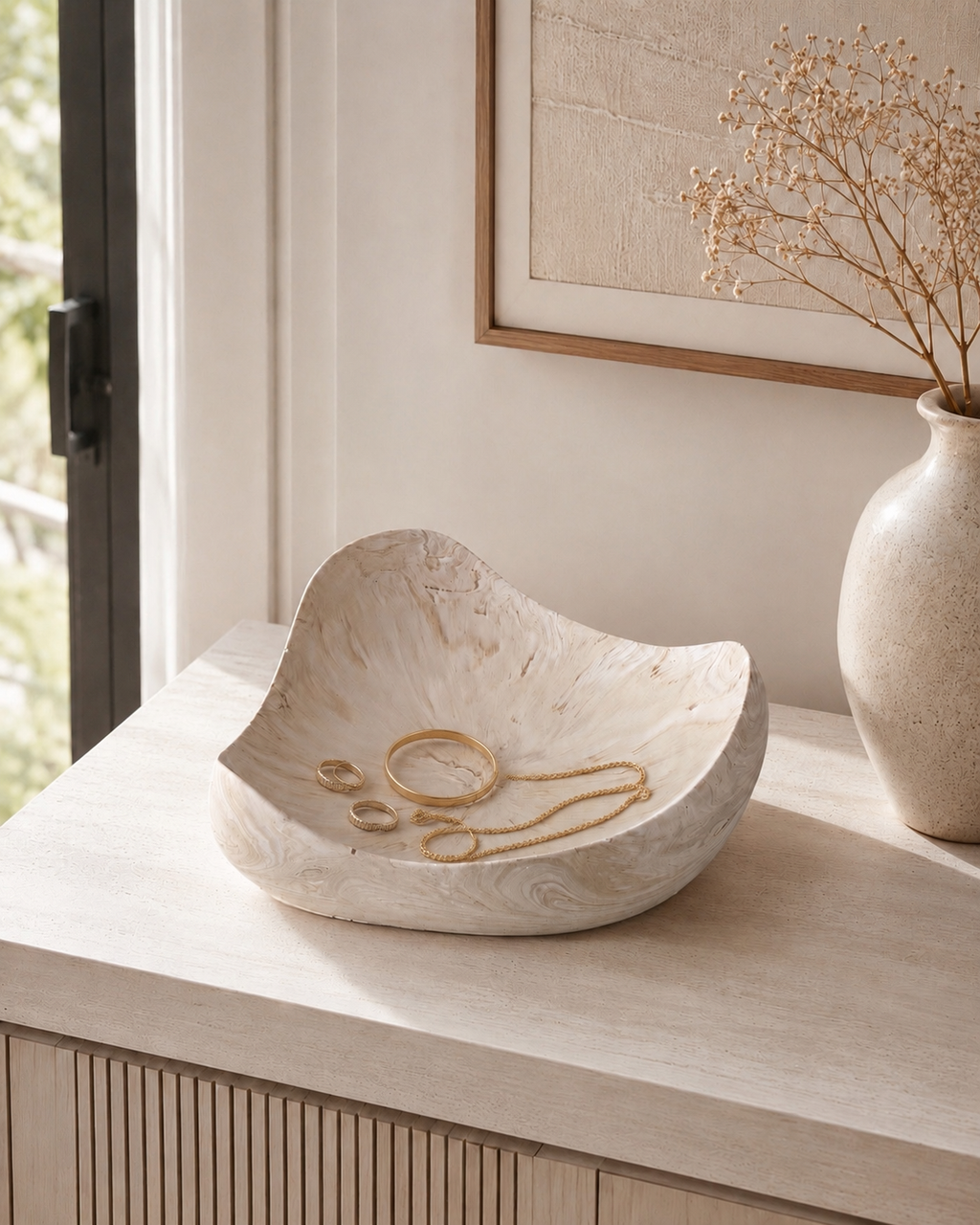 Luxe Sculptural Decorative Bowl | Neutral Home Decor