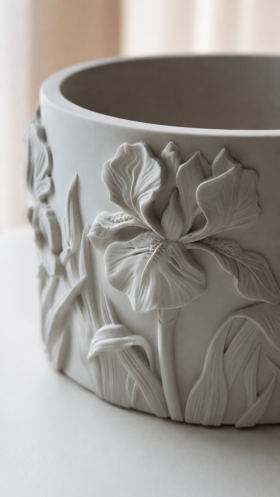 Iris Bloom Pot | Decorative Floral Storage Pot | Neutral Home Decor