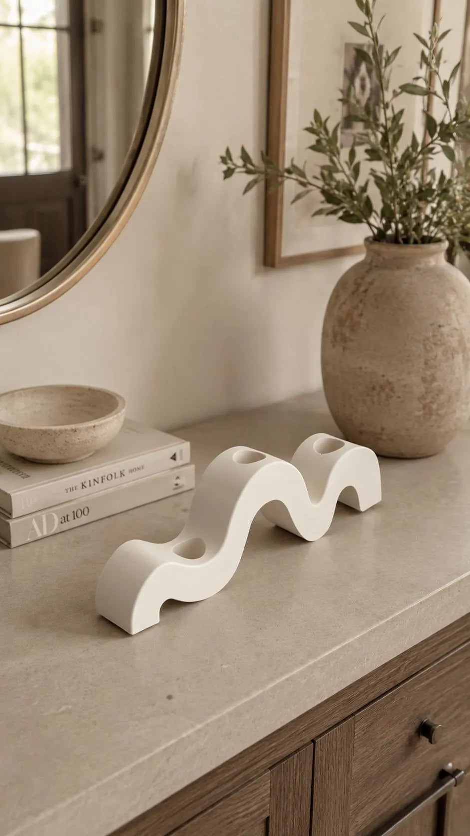 Wave Candle Holder | Sculptural Neutral Home Decor