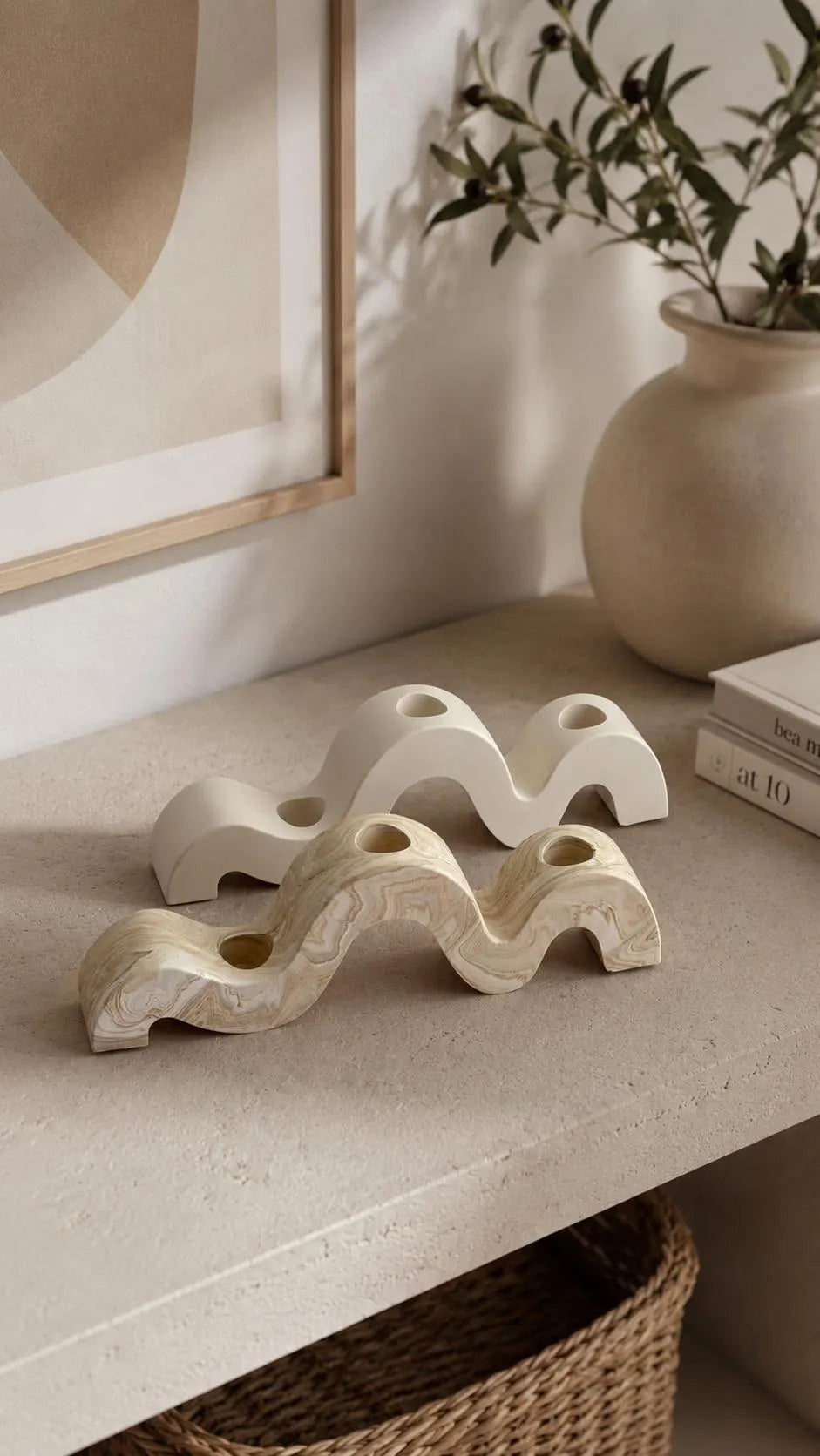 Wave Candle Holder | Sculptural Neutral Home Decor