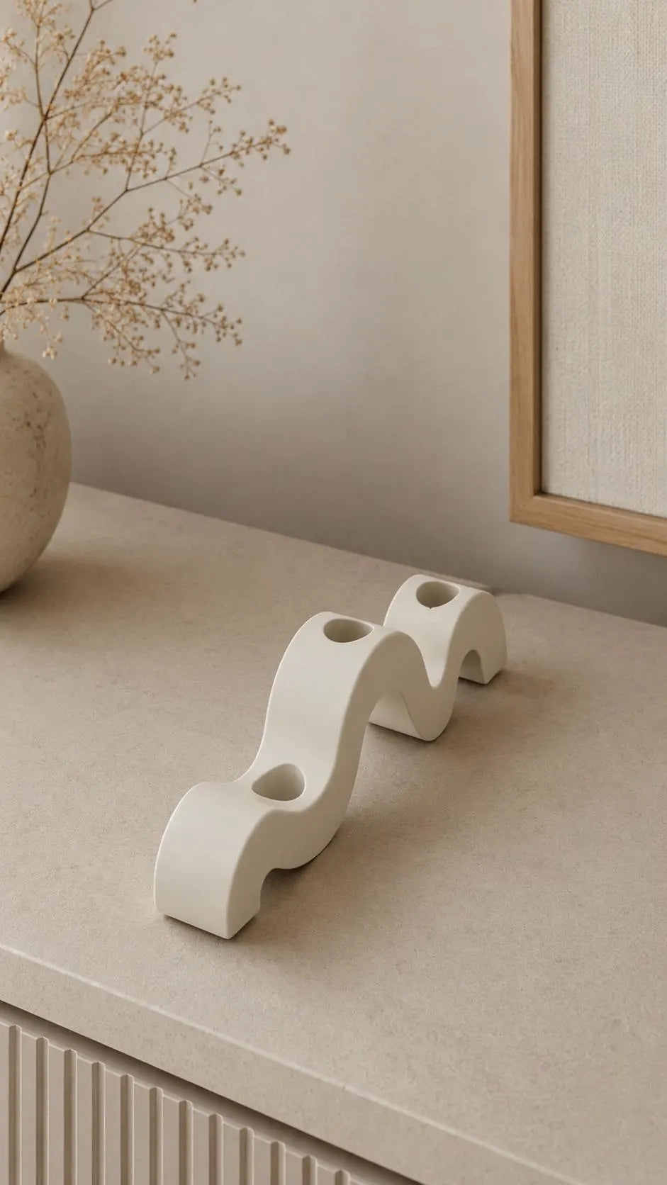 Wave Candle Holder | Sculptural Neutral Home Decor